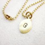 Brass Initial Necklace Oval Tag Personalized..