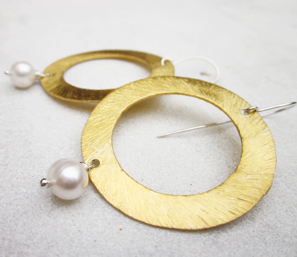 Hoop Earrings Vermeil Hoops 14k Gold Plated Sterling Silver Pearl Earrings - Made To Order