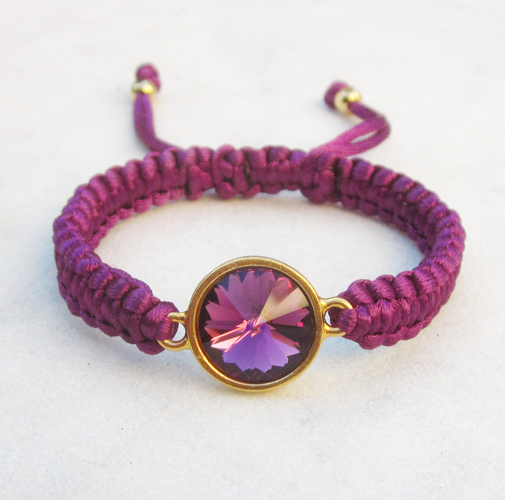 Swarovski Crystal Macrame Bracelet Friendship Bracelet Rivoli In Jewel